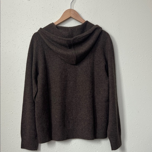 NWT Quince Mongolian Cashmere Full-Zip Hoodie Brown Size M - Picture 6 of 14
